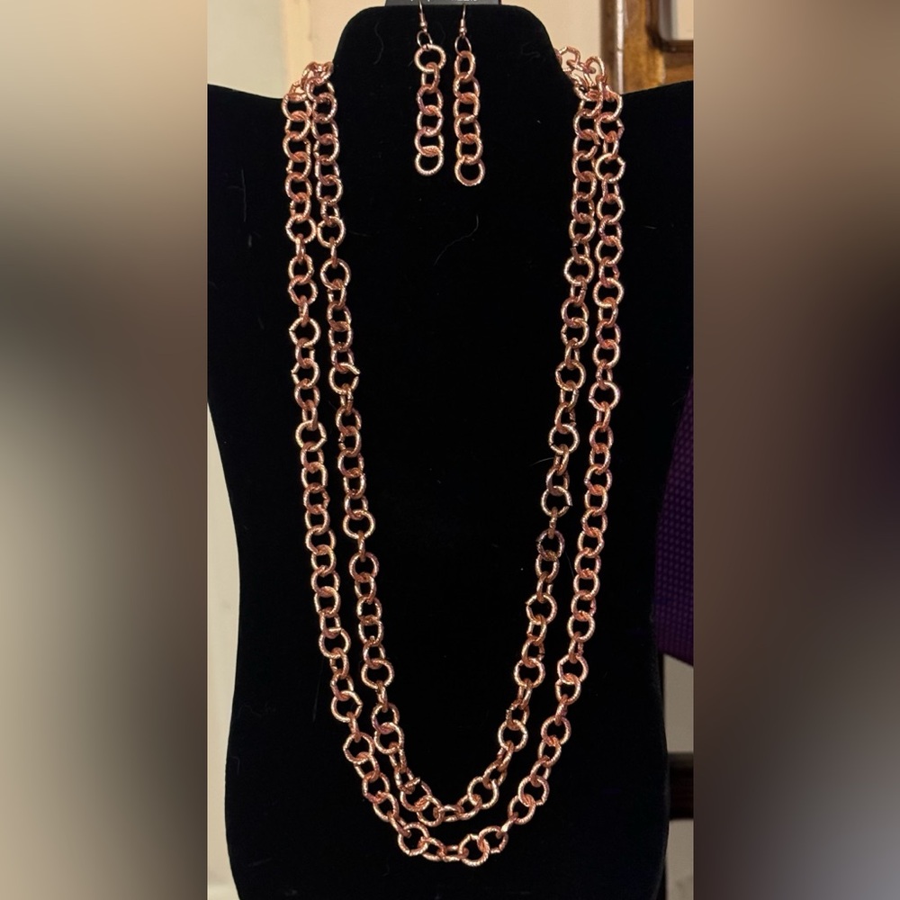 “World Shattering” Copper Gold Necklace Set - Picture 1 of 2